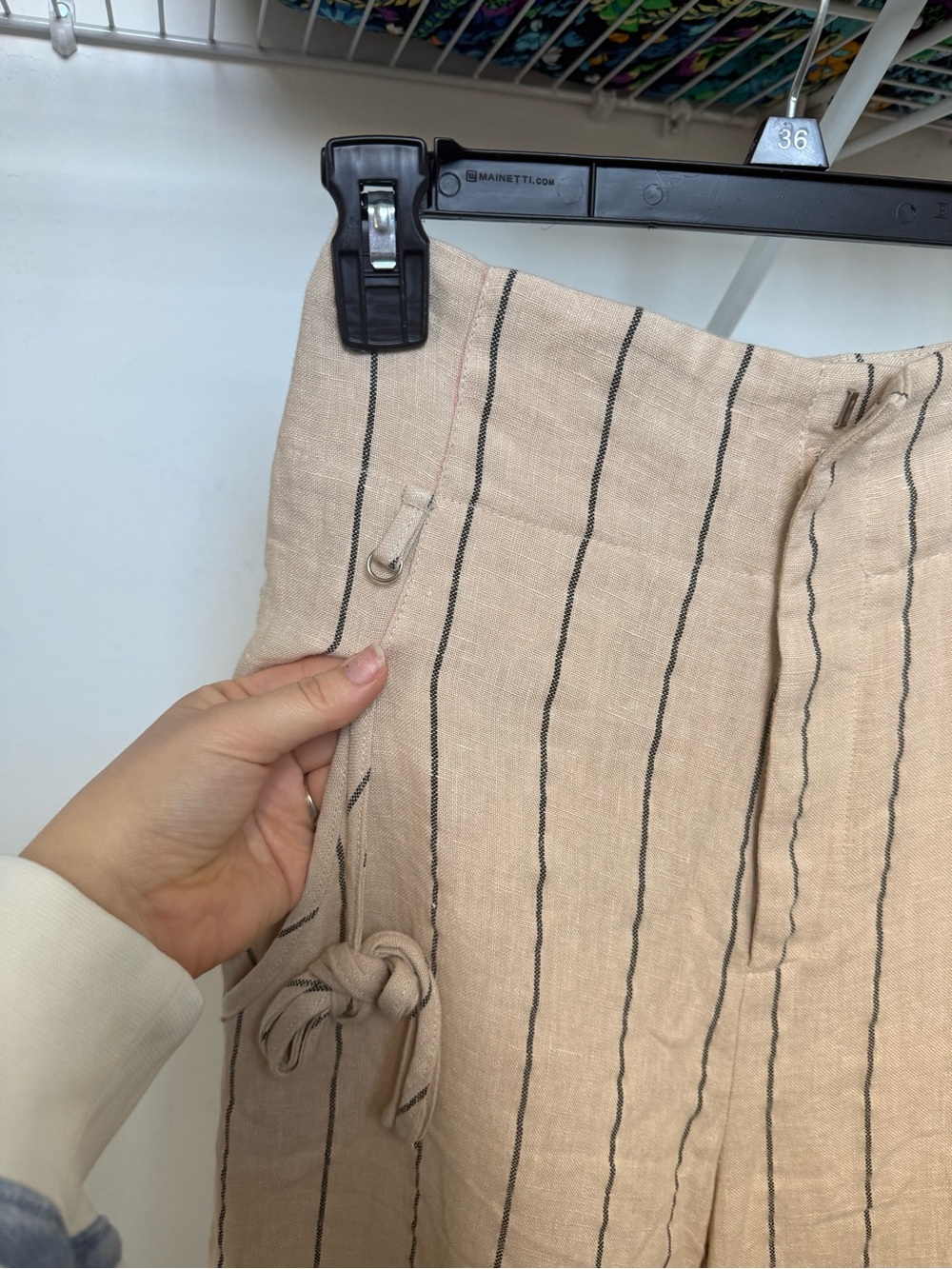 ASTR The Label Beige Striped Drawstring High Waisted Pant - Picture 4 of 8